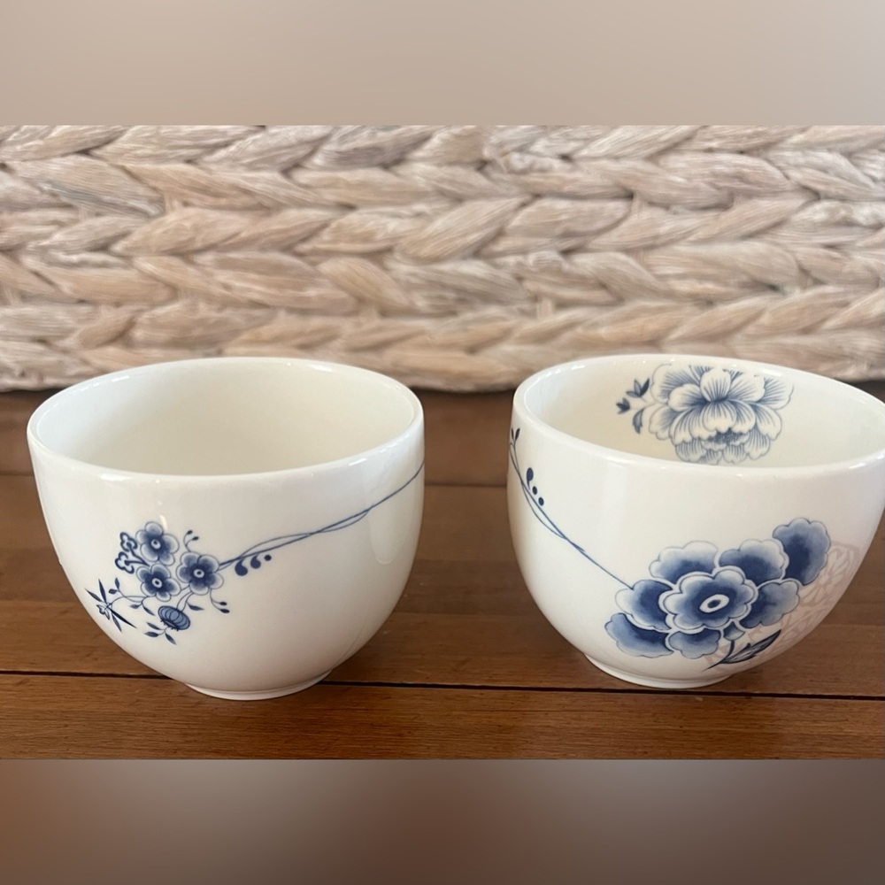 Nano Blue Classic Tea Cups (2) by Hankook and Small Plate